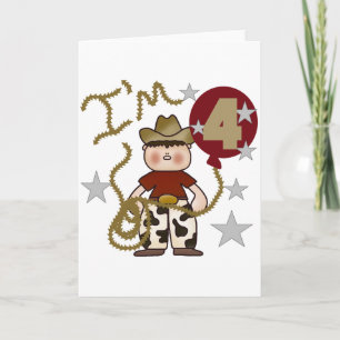 4:e Cowboy Birthday Tshirts och Gifts Kort