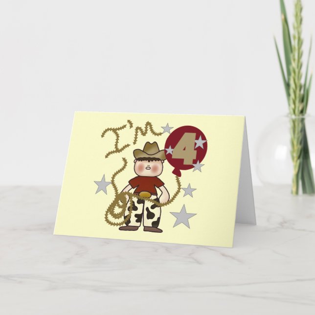 4:e Cowboy Birthday Tshirts och Gifts Kort (Framsida)
