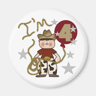 4:e Cowboy Birthday Tshirts och Gifts Magnet