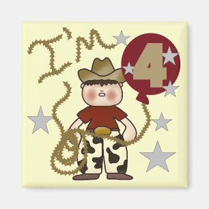 4:e Cowboy Birthday Tshirts och Gifts Magnet