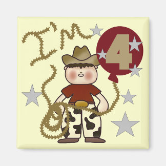 4:e Cowboy Birthday Tshirts och Gifts Magnet