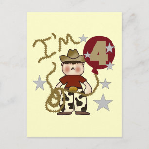 4:e Cowboy Birthday Tshirts och Gifts Vykort