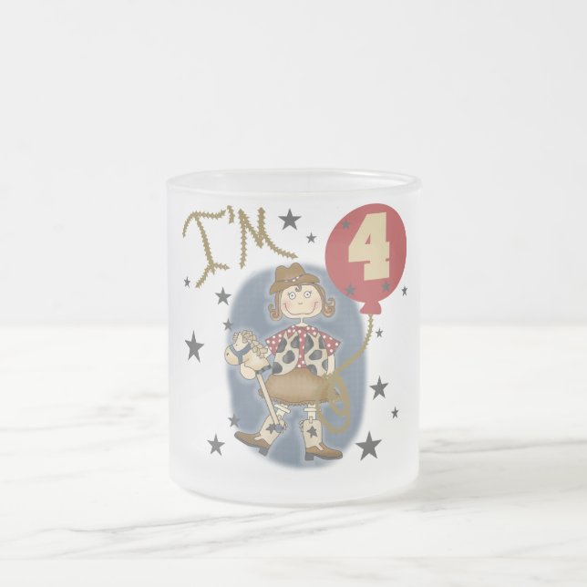 4:e Cowgirl Birthday Tshirts and Gifts Frostad Glasmugg (Center)