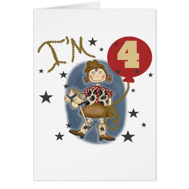 4:e Cowgirl Birthday Tshirts and Gifts Hälsningskort (Framsidan)