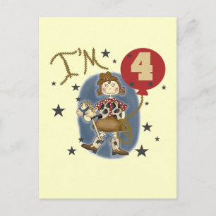 4:e Cowgirl Birthday Tshirts and Gifts Vykort