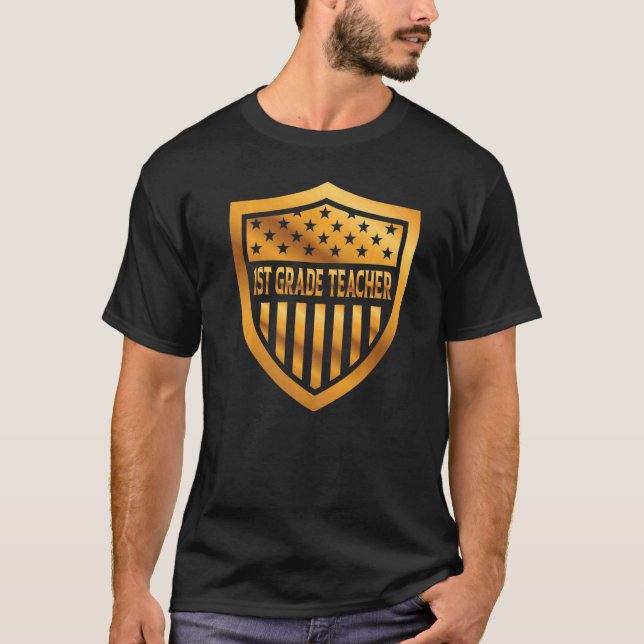 4:e fjärde juli 1:a Klass-läraren Usa Fla T Shirt (Framsida)