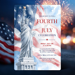4:e Frihetsgudinnan i juli och illustration av USA Inbjudningar