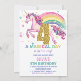 4:e inbjudan till Unicorn Birthday