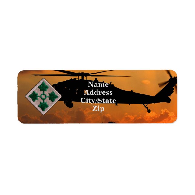 4:e INF ID infanteridivisionens veteranveterinär - Returadress Etikett (Framsidan)
