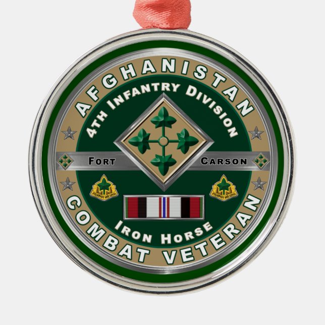 4:e infanteridivisionen Afghanistan Veteran Julgransprydnad Metall (Framsidan)