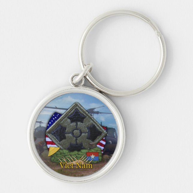 4:e infanteridivisionen vietnam veterans Keychain Rund Silverfärgad Nyckelring (Framsidan)