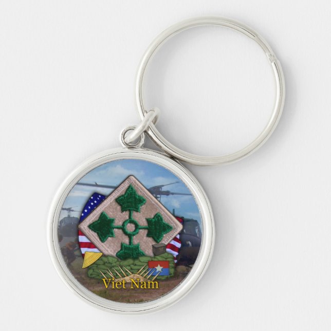 4:e infanteridivisionen vietnam veterans Keychain Rund Silverfärgad Nyckelring (Framsidan)