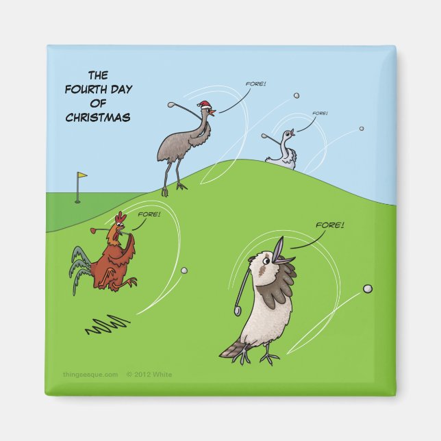 4:e juldagen (fyra uppringande fåglar) magnet (Framsidan)