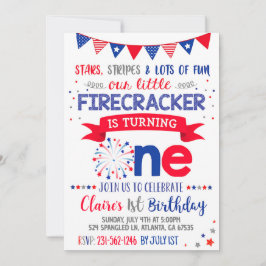 4:e juli 1:a födelsedag Rött vitt blått inbjudan