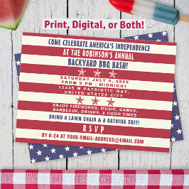 4:e juli 2010: Party Patriotic Stars Rand Flagga Inbjudningar