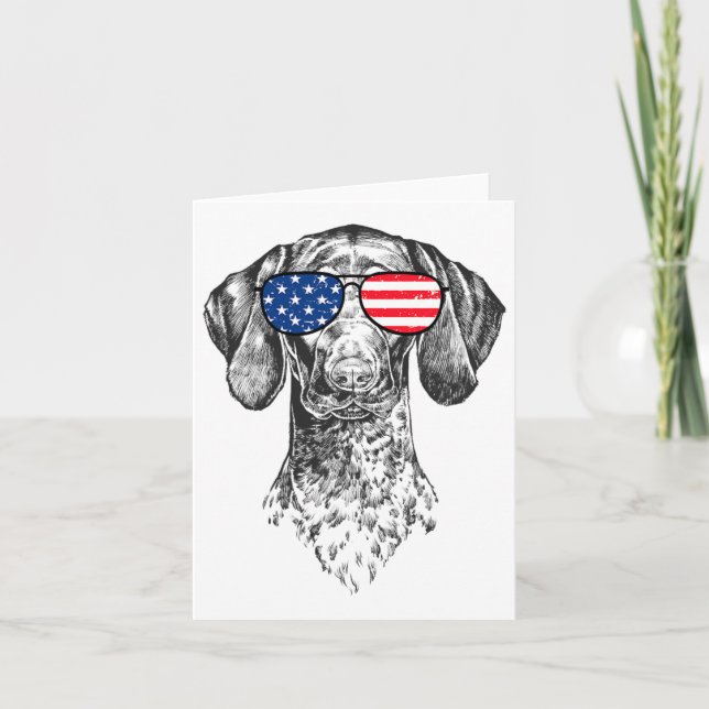 4:e juli 2011 GSP Hund Patriotic USA Sungles Ameri Kort (Framsida)