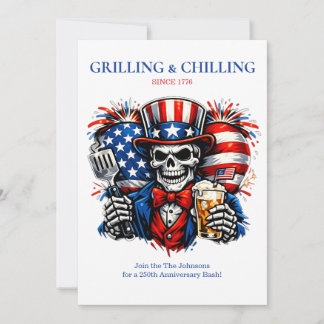4:e juli 250-årsjubileum Grillfest Inbjudningar