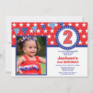 4:e juli 2:a födelsedagsinbjudan inbjudningar