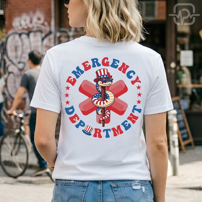 4:e juli akutmottagning patriotisk akutmottagning t shirt (4th of July Emergency Department Patriotic ER T-Shirt)