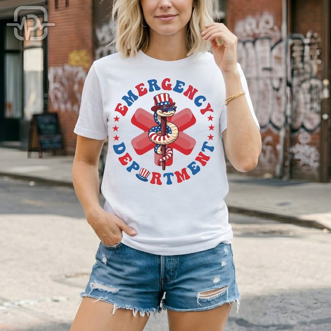 4:e juli akutmottagning patriotisk akutmottagning t shirt (4th of July Emergency Department Patriotic ER T-Shirt)