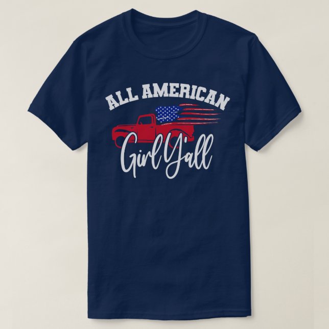 4:e juli Alla American Girl Independence day Sum T Shirt (Design framsida)