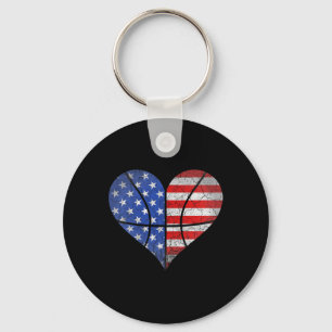 4:e juli American Flagga Basketball Heart USA Wom Nyckelring