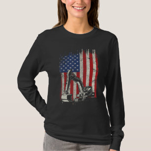 4:e juli American Flagga Construction Backhoe Exc T Shirt