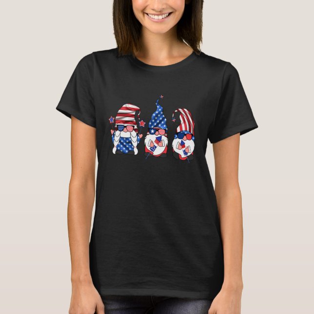 4:e juli American Gnomes Sunglasses Shirt Indep T Shirt (Framsida)