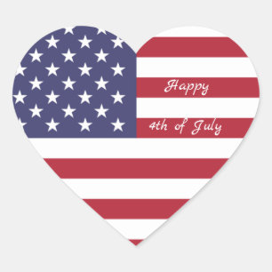 4:e juli American USA flagga Heart Flagga Firework Hjärtformat Klistermärke