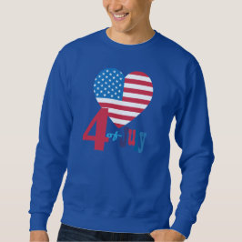 4:e juli American USA flagga Heart Flagga Firework Lång Ärmad Tröja
