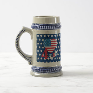 4:e juli American USA flagga Heart Flagga Firework Sejdel