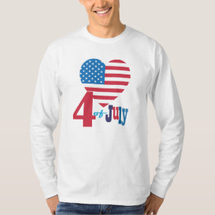4:e juli American USA flagga Heart Flagga Firework T Shirt