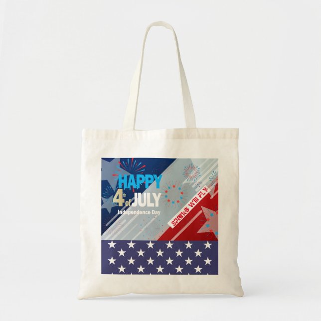 4:e juli American USA flagga Heart Flagga Firework Tygkasse (Framsidan)