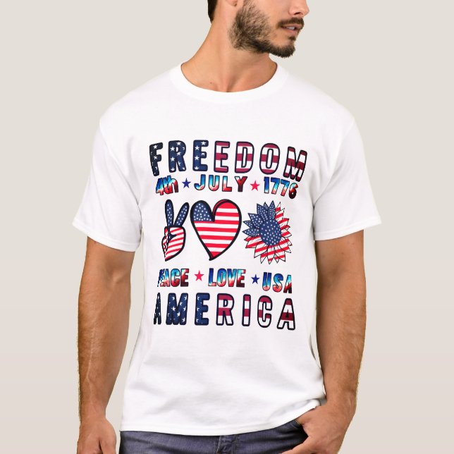 4:e juli Amerika EST 1776 T Shirt (Framsida)