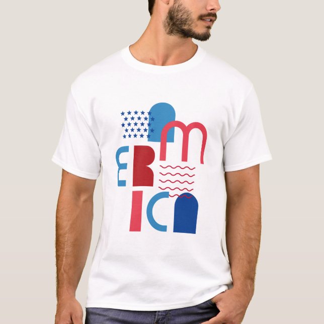4:e juli Amerika Geometric T Shirt (Framsida)
