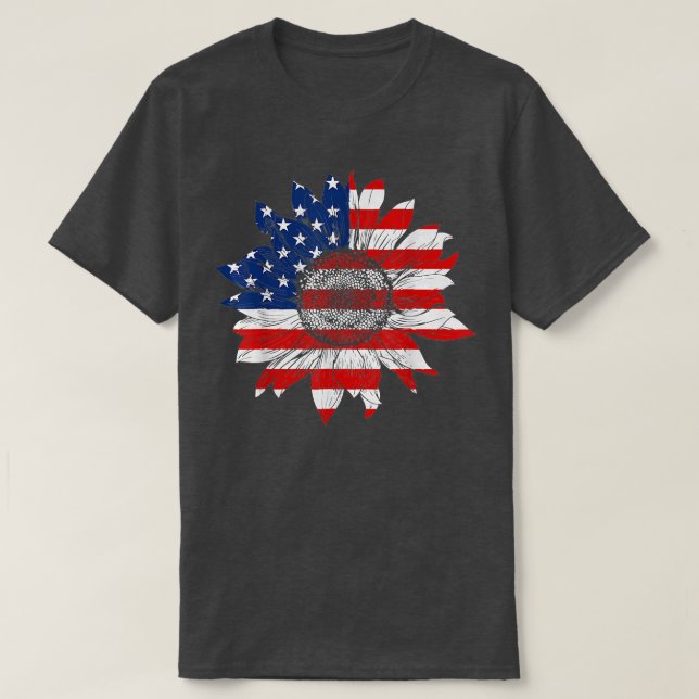4:e juli Amerika Solros USA Patriotic America T Shirt (Design framsida)