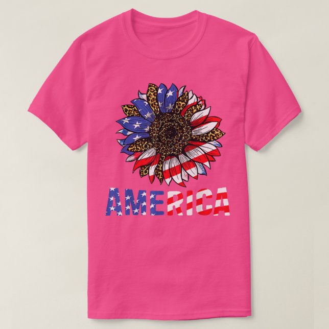 4:e juli Amerika Solros USA Patriotic America T Shirt (Design framsida)