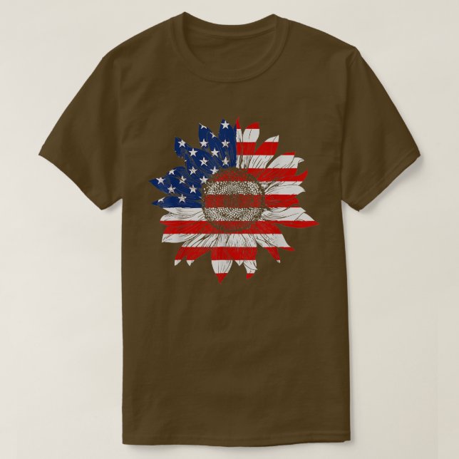 4:e juli Amerika Solros USA Patriotic America T Shirt (Design framsida)