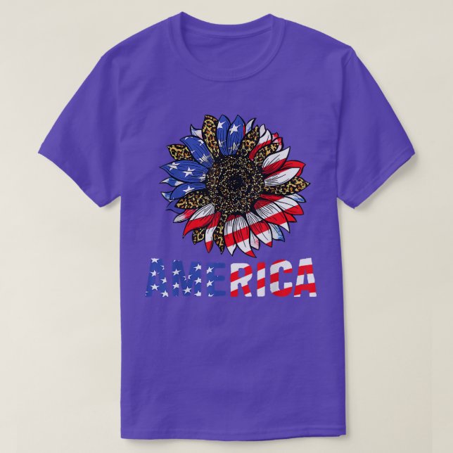 4:e juli Amerika Solros USA Patriotic America T Shirt (Design framsida)