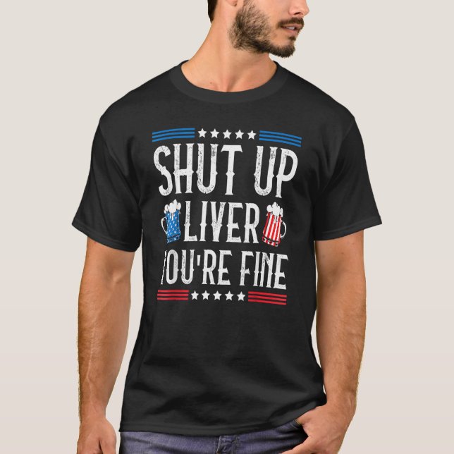 4:e juli, amerikansk Flagga, håll tyst lever du är T Shirt (Framsida)