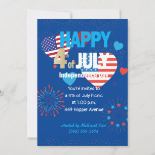 4:e juli Amerikanska Anpassningsbarna Fireworks Pa Kort