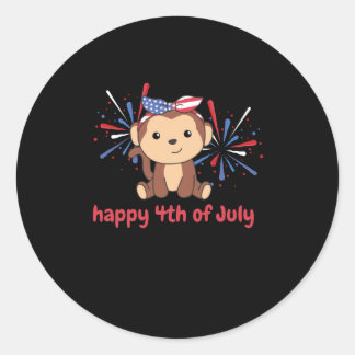 4:e juli Amerikanska apan För barn USA Fireworks Runt Klistermärke