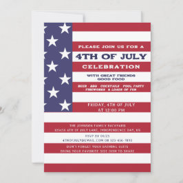 4:e juli Amerikanska BBQ Cookout-familjen Bassäng  Inbjudningar