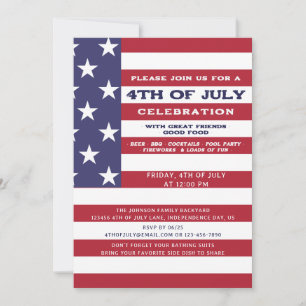 4:e juli Amerikanska BBQ Cookout-familjen Bassäng Inbjudningar