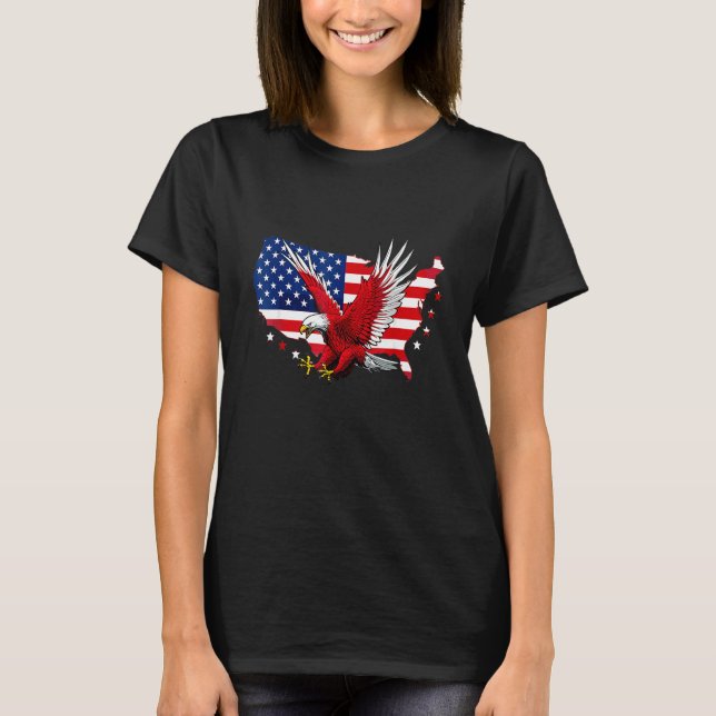 4:e juli Amerikanska Eagle Flagga Independence day T Shirt (Framsida)