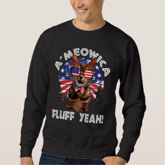 4:e juli amerikanska Flagga Cat Ameowica Fluff Ja Lång Ärmad Tröja