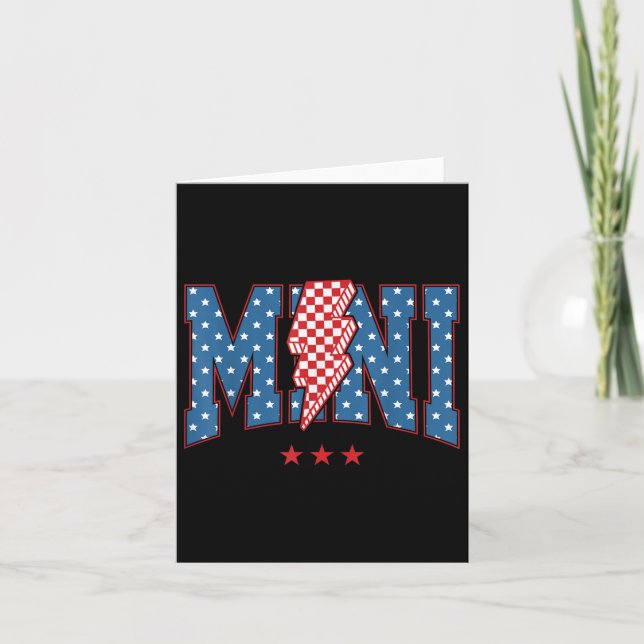 4:e juli amerikanska Flagga Checkered Mini Lightni Kort (Framsida)