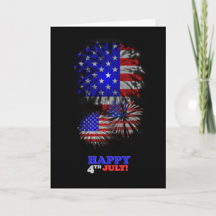 4:e juli Amerikanska Flagga Fireworks-gratulations Kort