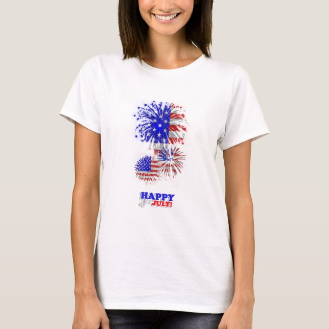 4:e juli Amerikanska Flagga Fireworks-Tanktopet Tee (Framsida)