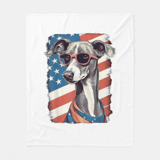 4:e juli amerikanska Flagga Greyhound Hund Fleecefilt